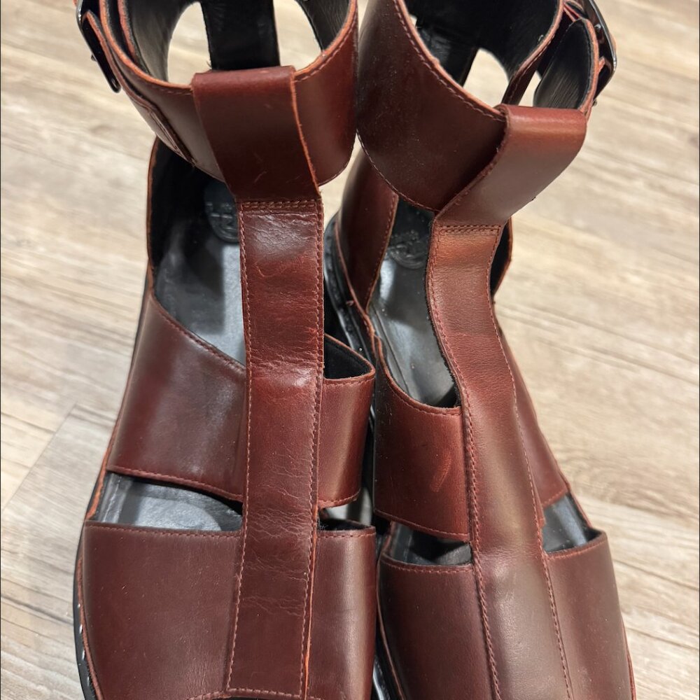 Rare Dr. Martens Bessie Platform Wedge Sandal with T Strap in Oxblood Size 8